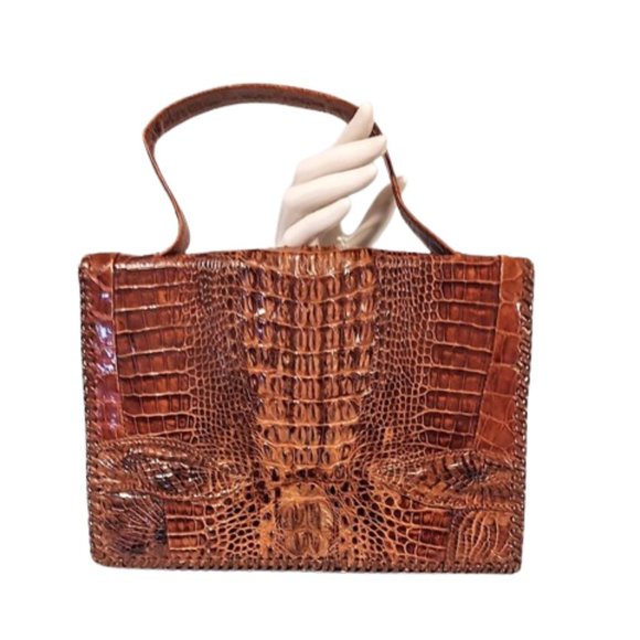 Vintage Alligator Handbags - True Vintage 1930s Genuine Alligator Skin Clutch Handbag Purse With A Top Handle